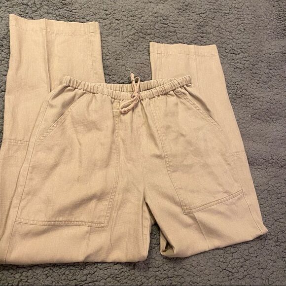 Chico’s Tan Linen Blend Pants Size 0 Drawstring - Picture 6 of 12